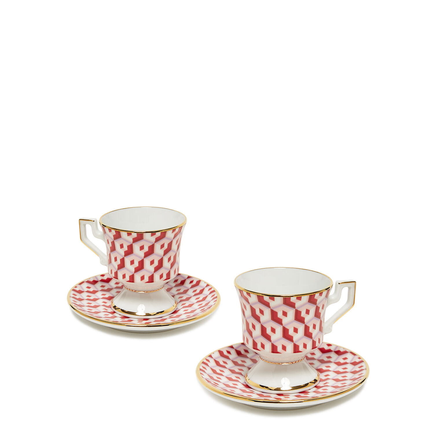 La DoubleJ geometric-print Espresso Cup And Saucer (set Of 2) - Farfetch