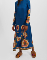 Long Sleeve Swing Dress (Placée) in Poppies Blue Placée for Women | La ...