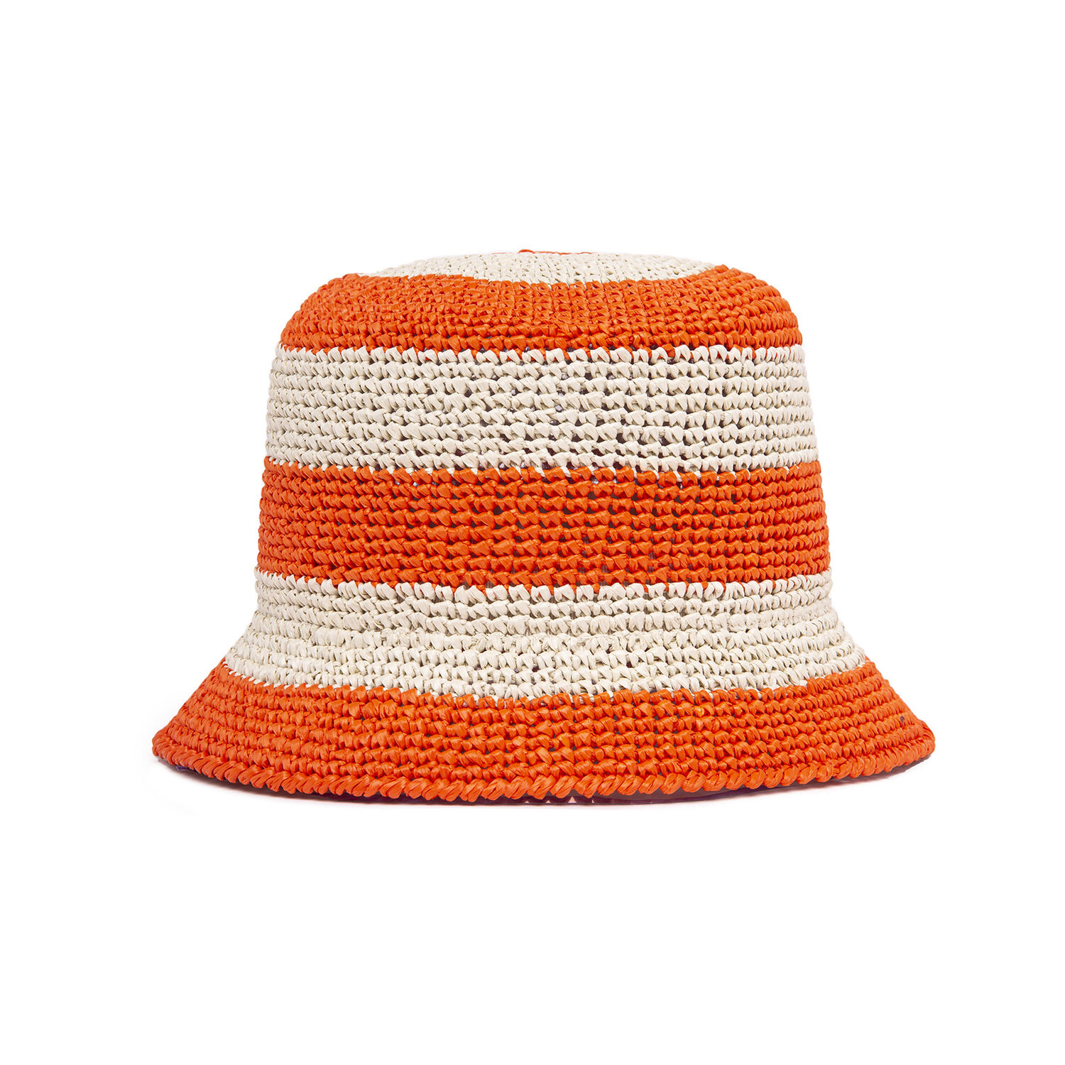 La Doublej Bucket Hat Raffia In Bicolore Arancio