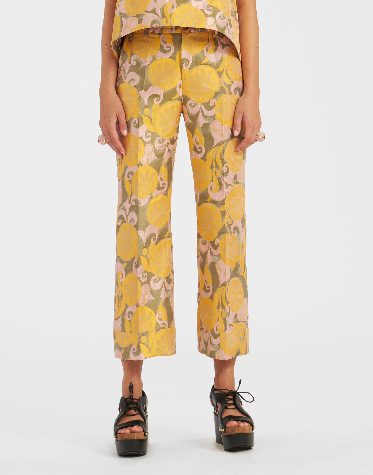 La Doublej Hendrix geometric-print trousers - Yellow