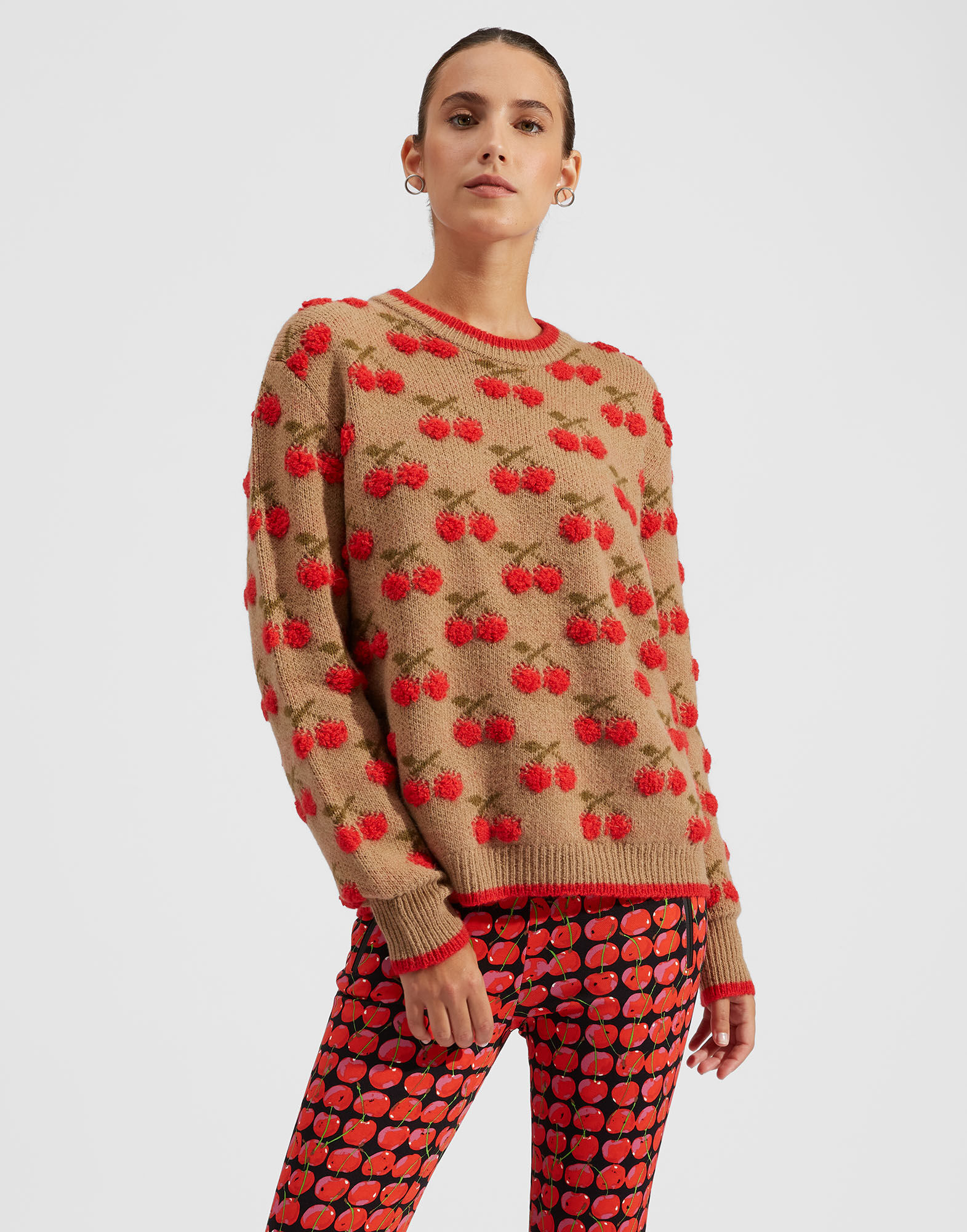 Cherry Sweater in Camel/Red for Women | La DoubleJ