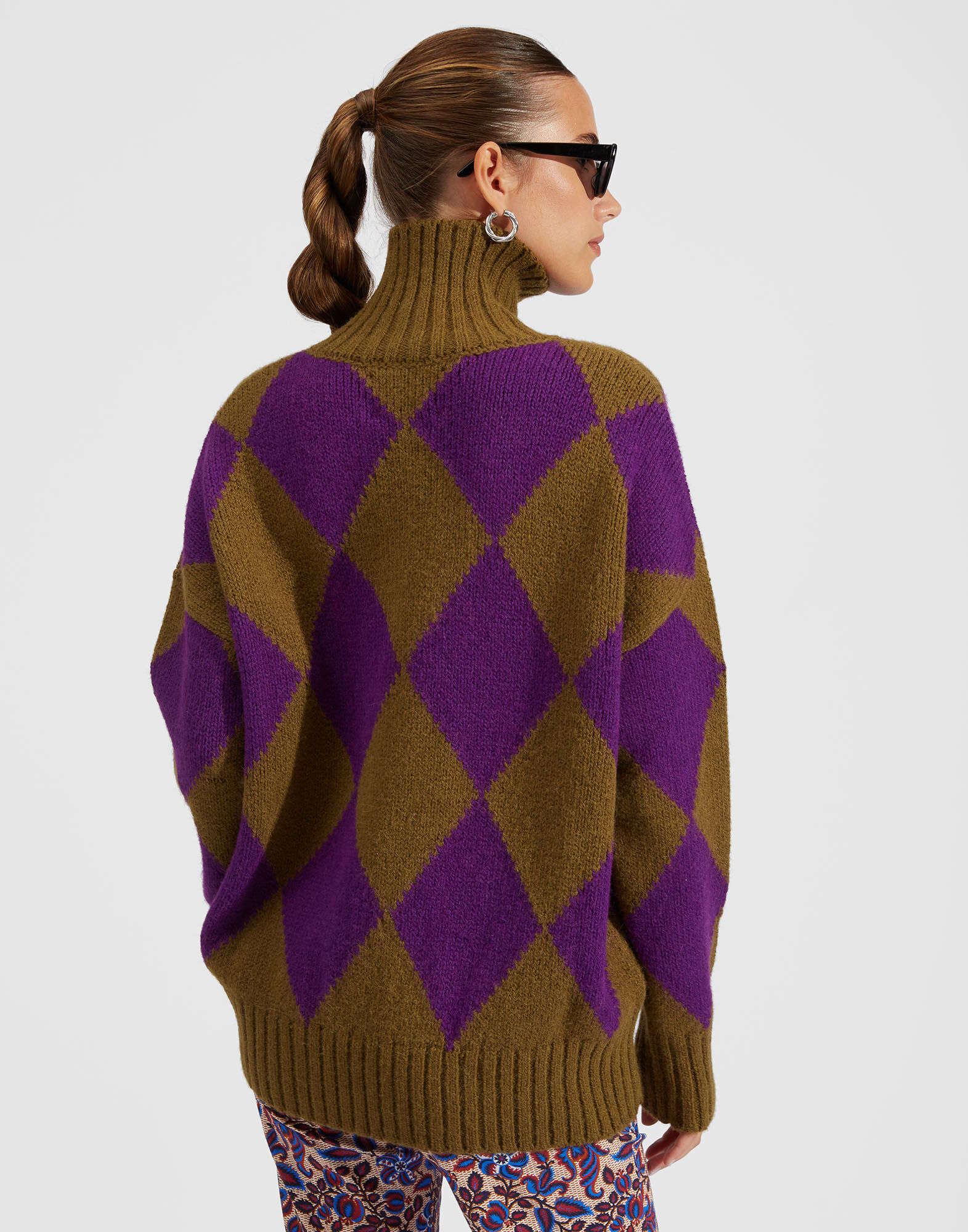 Argyle Sweater in Green/Purple for Women | La DoubleJ