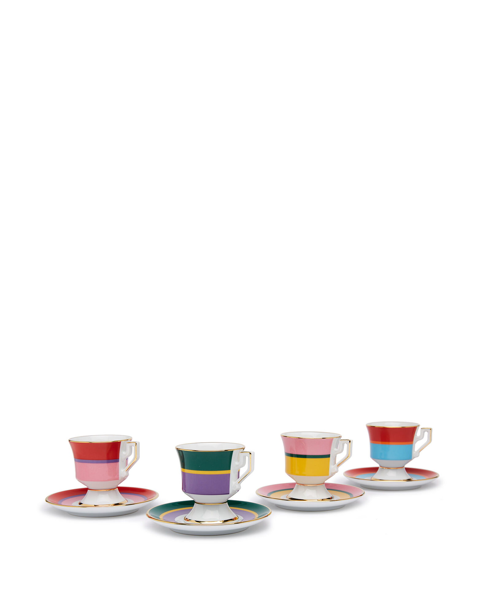 La DoubleJ - Set Of Six Gold-Plated Porcelain Espresso Cups And Saucers -  Green - One Size for Women