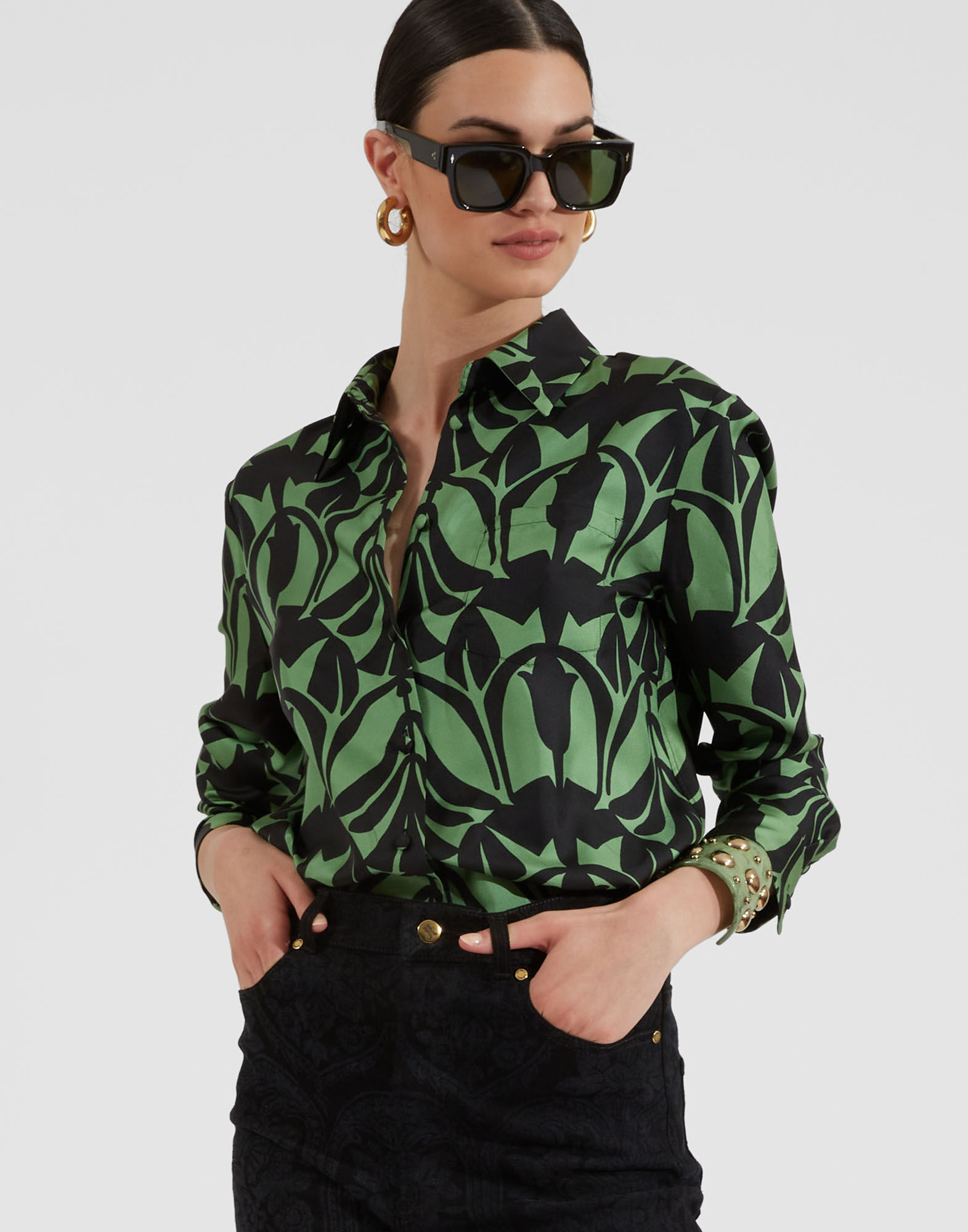 La DoubleJ Boy floral-embroidered silk shirt - Neutrals